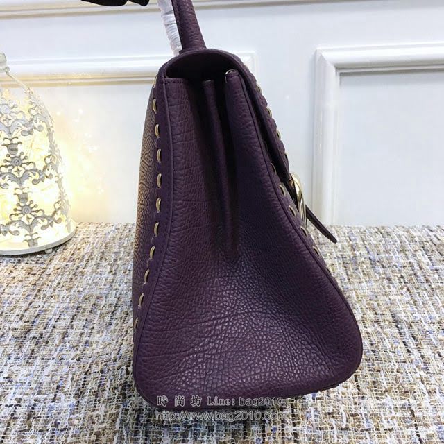 DELVAUX女包 Delvaux brilliantMM不銹鋼蛇鏈外縫 原版皮 德爾沃女手提包 DF0028蛇鏈紫 大號 Delvaux女單肩斜挎包  fcs1120